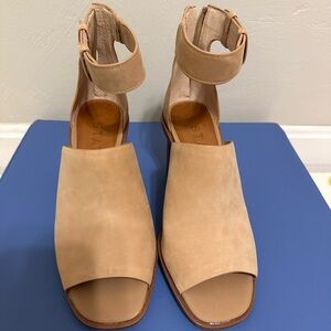 1. State Tan Suede Sandals with Ankle Strap